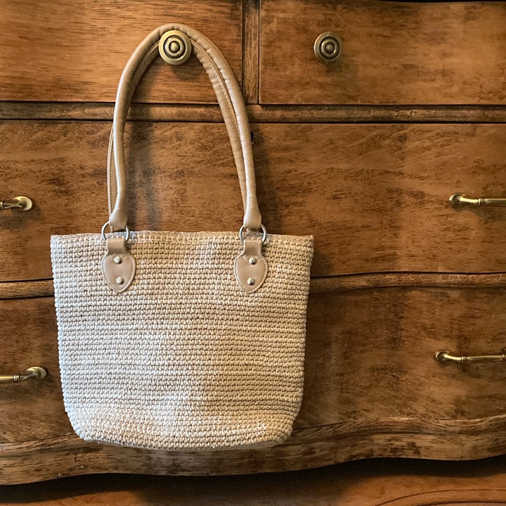 Tan Woven Tote Bag
